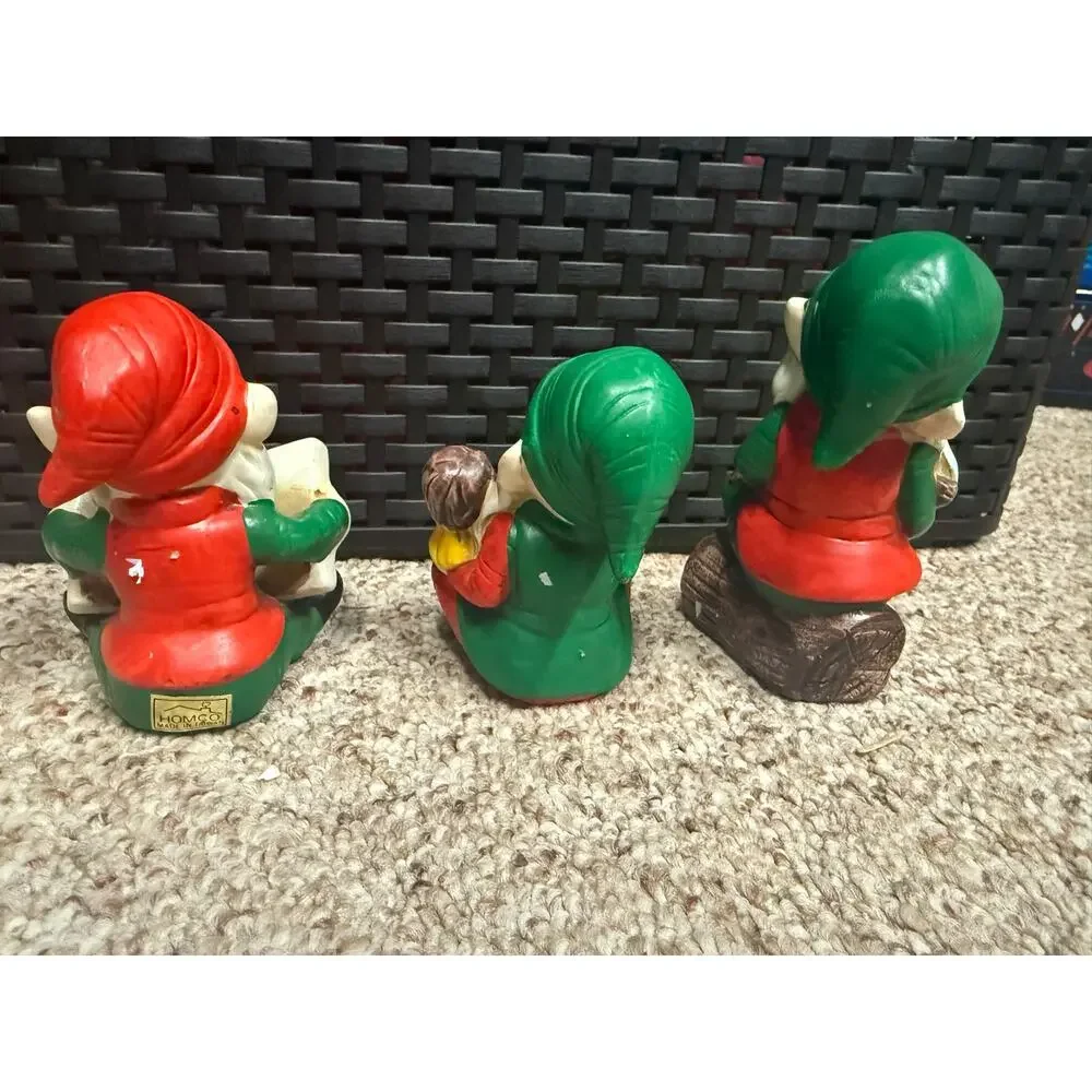 Vintage Homco Christmas Toymaker Elf Elves #5205 Ceramic Figurines Lot of 3
